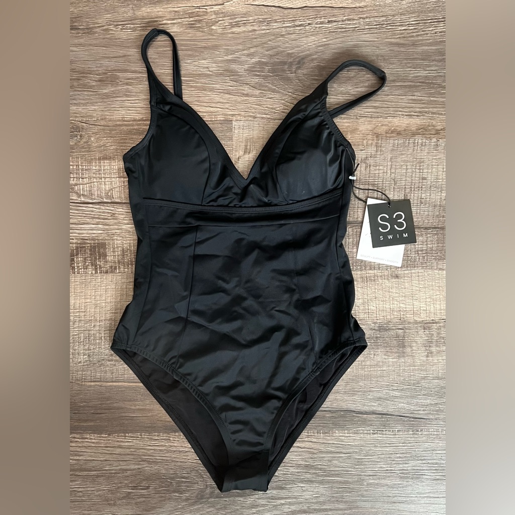 Women’s Black One-Piece Swimsuit, Size Small